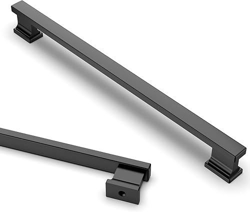 Asidrama Paquete de 6 manijas de gabinete de cocina color negro mate de 9 pulgadas (8.976 in), tiradores de gabinete, accesorios de gabinete de