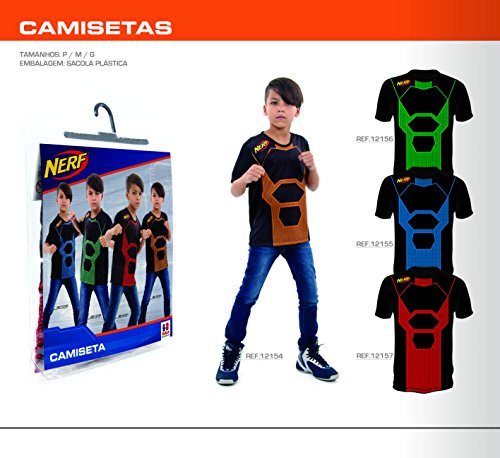 Sulamericana Fantasias Camiseta Nerf Luxo Infantil, M 6/8 Anos, Preto/Laranja