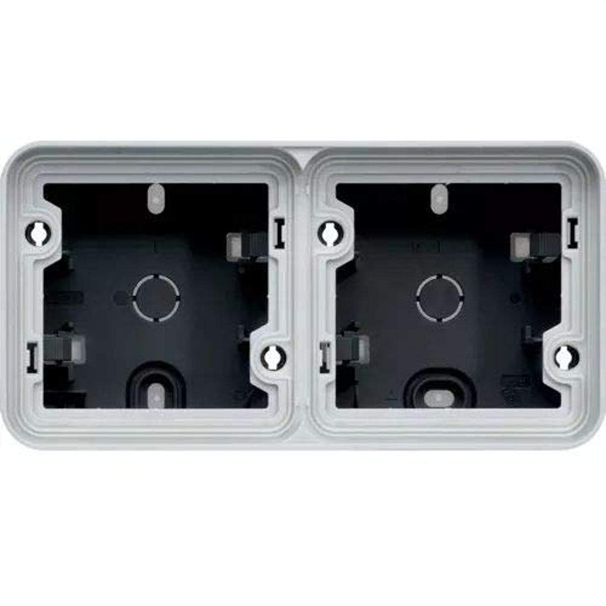 Caisse de surface étanche Hager Cubyko pour protéger vos prises extérieures double gris horizontal