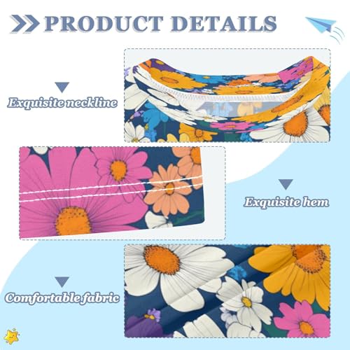 Boys Short Sleeve T-Shirts Bohemia Floral Daisy Rashguard Kids Swim Shirts Sun UPF 50+ Multicoloured3