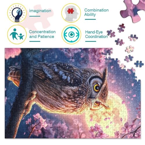 Mini puzzle de 1000 piezas de búho y luna, un regalo de cumpleaños ideal contra el estrés 4