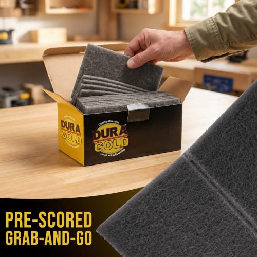 Image of Dura-Gold Premium 6 inch x 9 inch Gray Ultra Fine General Purpose Scuff Pads, Box of 10 - Final Scuffing, Scouring, Sanding, Cleaning, Paint Color Blend Prep, Surface Adhesion Preparation, Automotive Autobody