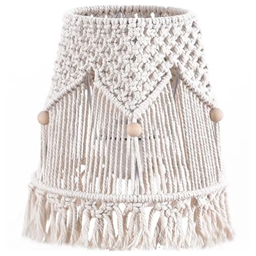 Bohemian Lampshade Light Shade for Table Lamp of E26/E27 Lighting Socket Macrame Lamps Shades Boho Modern Handmade Woven Lights Cover for Bedroom Living Room Office Decor
