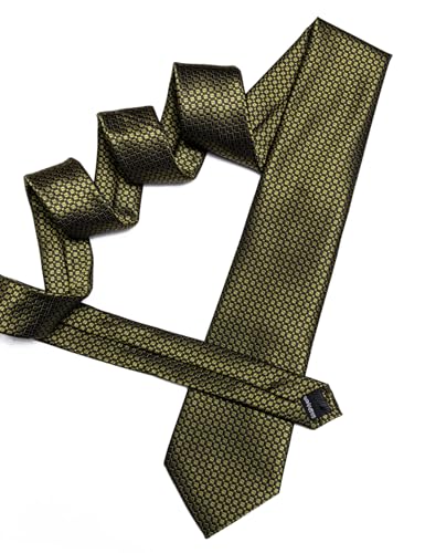 Image of Barry.Wang Plaid Ties Check Mens Necktie Set with Handkerchief Cufflinks Classic Stripe