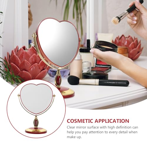 Espejo de Maquillaje de Escritorio en Forma de Corazón Rojo miniatura 3