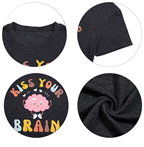 FLOYU Women Teacher Shirts Kiss Your Brain Teacher Shirt Special Education Teacher Tops Casual Teacher Life Clothes4