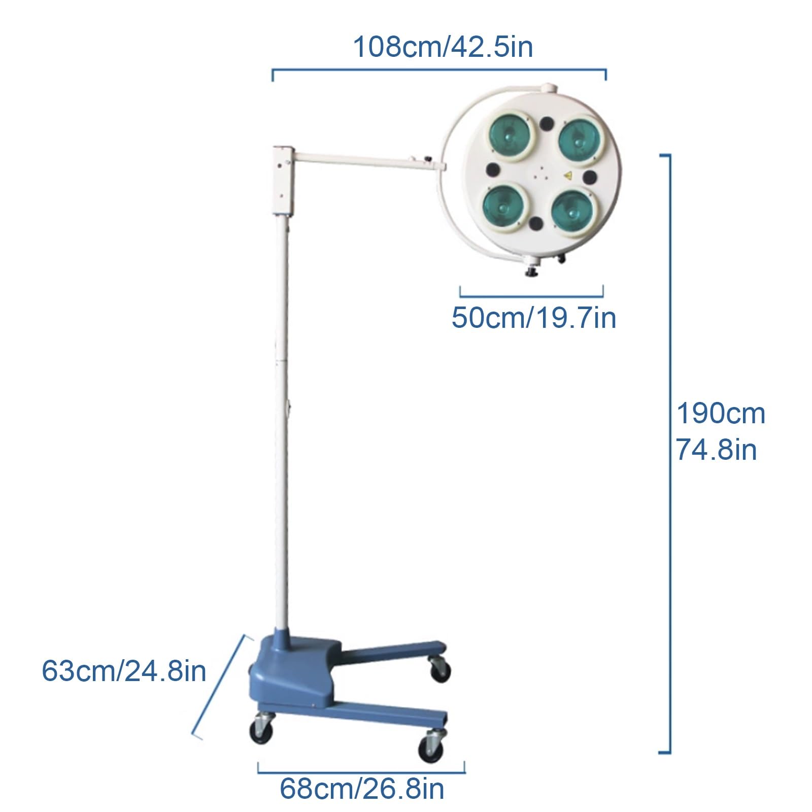 Lampe Chirurgicale Halogène Sans Ombre à 4 Trous, Lampe Opératoire Mobile Sur Pied, Luminosité Réglable, Facile à Déplacer