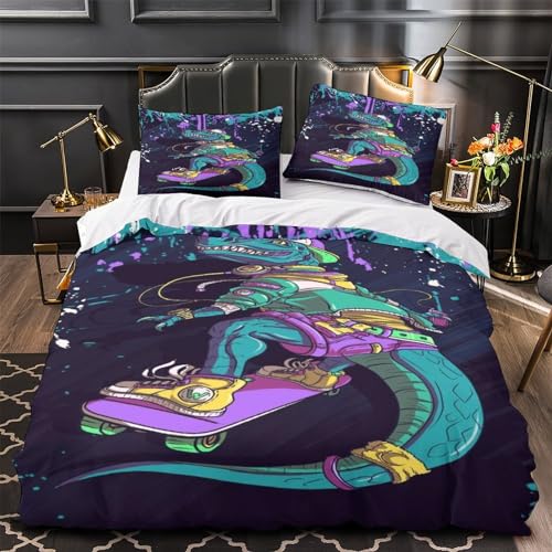 Housse de couette 3D dinosaure en microfibre supérieure durable et douce pour lit King - 4
