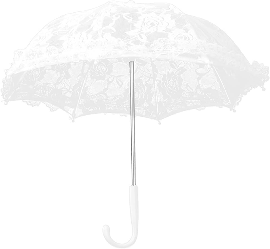 Mini White Lace Parasol Umbrella, 16.5x18 inches Vintage Bridal Lace Decorative Umbrella for Tea Party Small Photography Prop Craft umbrella for Kids Women Wedding Party Photo Props (Rose)
