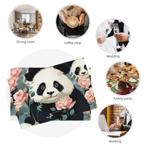 Set de table panda résistant à la chaleur et pliable pour plat - 8
