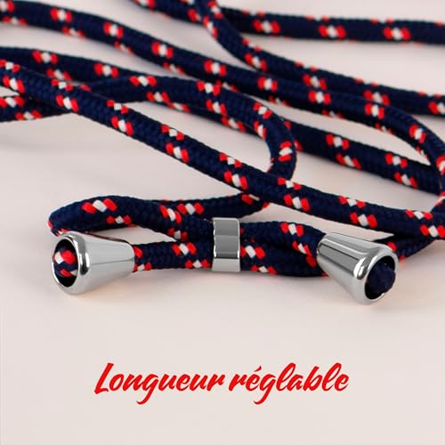Cordon long pour téléphone portable iPhone 17 coque chaîne bleu blanc - 5