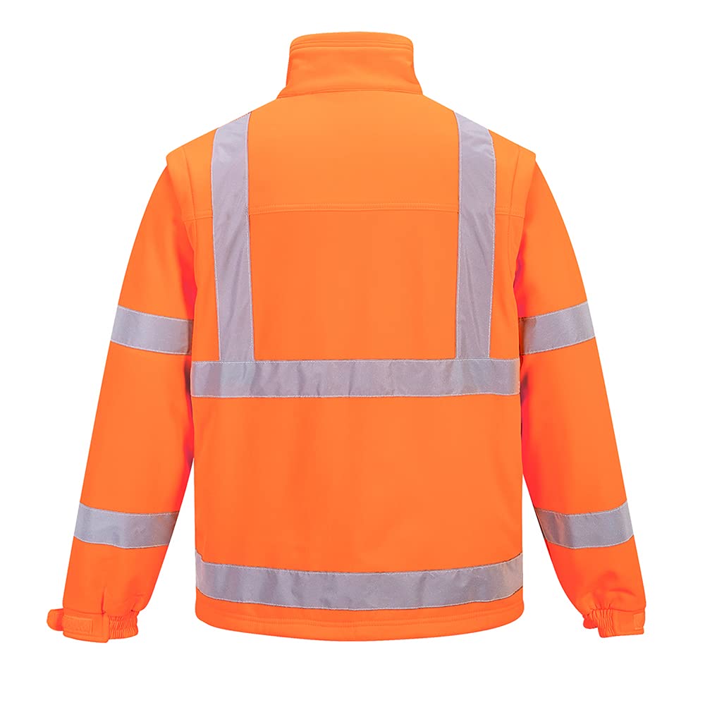 Portwest Hi-Vis Kurtka softshell Kieszeń na Telefon Wodoodporność Poliester | Pomarańczowy, 3XL, EN ISO 20471, UPF 40+, Zapięcie na Rzep, Zamek Błyskawiczny, Oddychająca i Wiatroszczelna, Pętla Radiowa