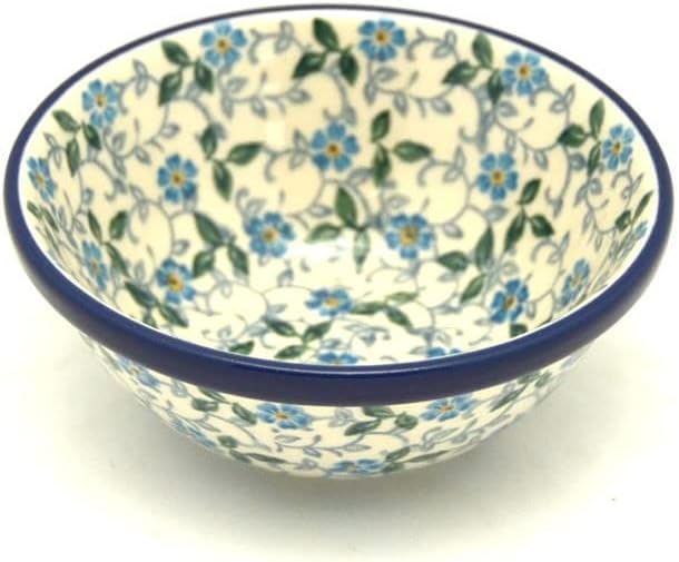 Polish Pottery Dish - Deep Round Food Prep - Forget-Me-Knot