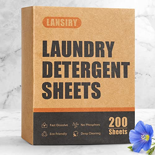 Lansiry Laundry Detergent Sheets - 200 Loads Fresh Linen Scent Washing Detergent Strips, Compact Lightweight Liquidless Eco-Friendly Hypoallergenic Portable Soap Sheets For Save Space And Travel #TOP7