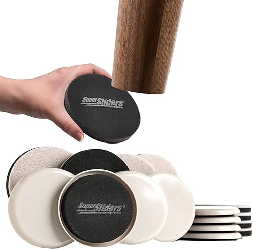 Miniatura 6 de 32 deslizadores redondos grandes para muebles, almohadillas de 3.5 pulgadas, protectores de suelo súper deslizantes de 3 12 pulgadas, redondos,