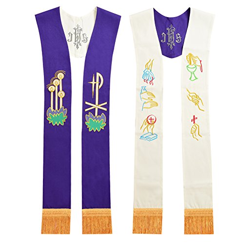 Étole réversible Priest violette et blanche BLESSUME taille unique