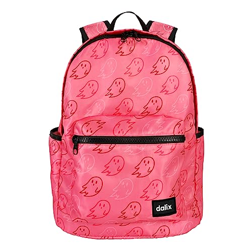 DALIX Mochila clássica Vibes para viagem para laptop e livros para homens e mulheres, Fantasma rosa choque, Mochilas de viagem