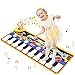 Tappetino per musicale, Tappetino da Ballo per tastiera a 19 tasti, giocattolo musicale educativo portatile con 8 strumenti, 10 demo e funzione di registrazione per bambini piccoli (110 * 36 cm)