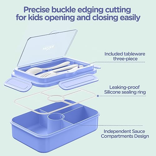 Jelife Bento Lunch Box For Kids - Large Bento-Style Leakproof Bento Boxes With 4 Compartments Lunchbox With Silverware For Kids Back To School thumb #2