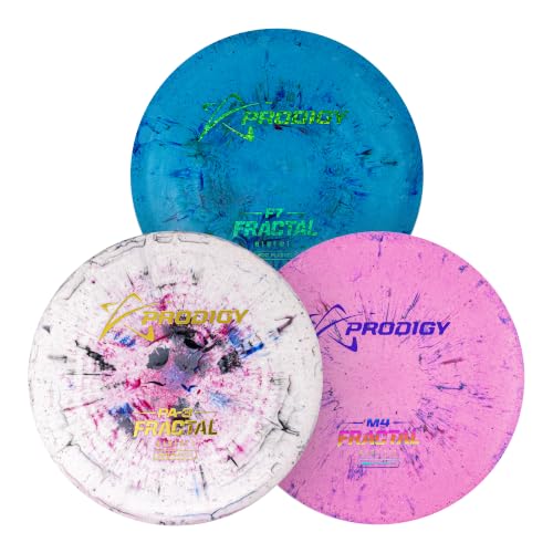 Prodigy Fractal Disc Golf Set | 3 Piece Disc Golf Starter Set for Beginners | Includes PA3 M4 F7 | Perfect for Newer Players | Lightweight Grippy w/Splash Effect | 159g & Under (Colors May Vary)