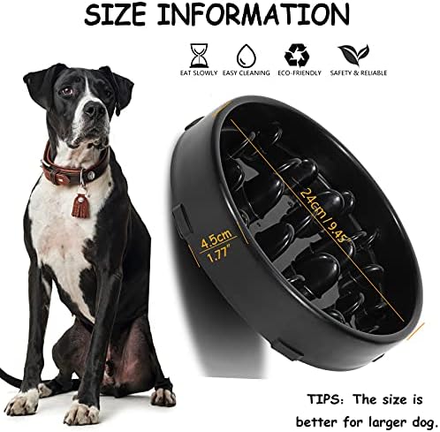 JASGOOD Large Slow Feeder Dog Bowl non Slip Slow Eating Dog Bowls Stop Bloat Puzzle Maze Slow Feeder Dishes Large Dog Food Bowl.Black