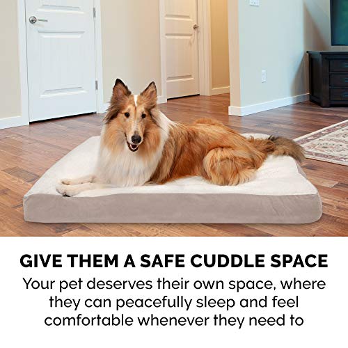 Image of Furhaven Pillow Dog Bed for Small Dogs w / Removable Washable Cover - Sherpa & Suede Mattress - Clay, Small