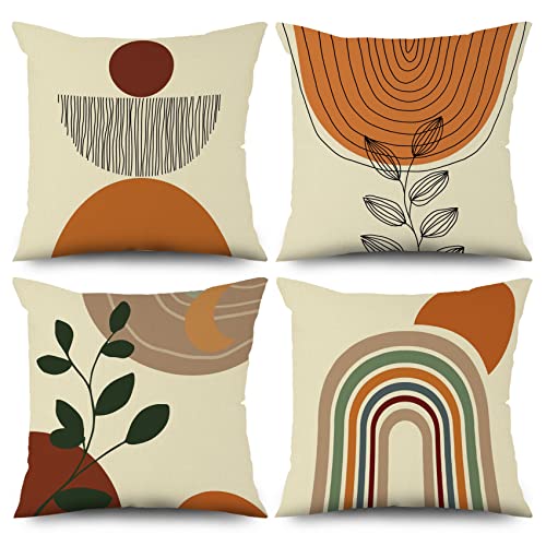 ASDCXZ Boho Kissenbezug 40x40 cm 4er Set, Modern Abstrakt Kunst Blätter...