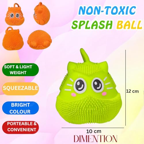Image of GRAPHENE Flashing Squishy Stress Ball Soft Silicone Squeezable Puffer Sponge Stress Relief Toy Sensory Smiley LED Light Glowing Hair Cat Sensory Fidget Toys for Kids Birthday Gift (Pack of 1)