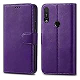 GAPlus Huawei Y6 Y6s / Honor 8A Pro Premium Leather Wallet Case - Flip Cover For 6.09' [Card Holder, Magnetic Closure] (Purple)