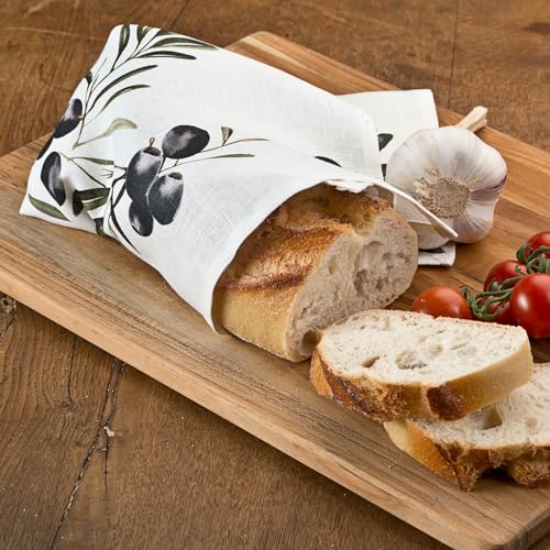 Servilletas de lino para decoración de mesas de comedor blancas y verdes 8