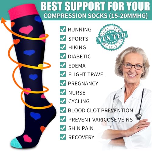 Image of Laite Hebe 3 Pack Medical Compression Sock-Compression Sock For Women and Men Circulation -Best for Running,Nursing,Athletic Sports