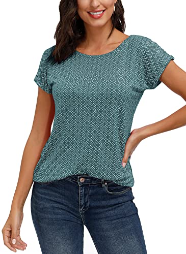 TrendiMax T-Shirt à Manches Courtes Femme Tee Shirt Femme Col Rond Casual Chic Légère Élastique Sexy, Vert, XL Cover