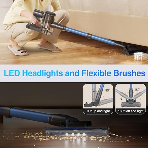 Image of Zefiro Cordless Vacuum Cleaners for Home, 450W /40Kpa 50Mins Stick Vacuum Cleaner, Anti-Tangle Rechargeable Wireless Vacuum for Pet Hair /Carpet /Hardwood Floor