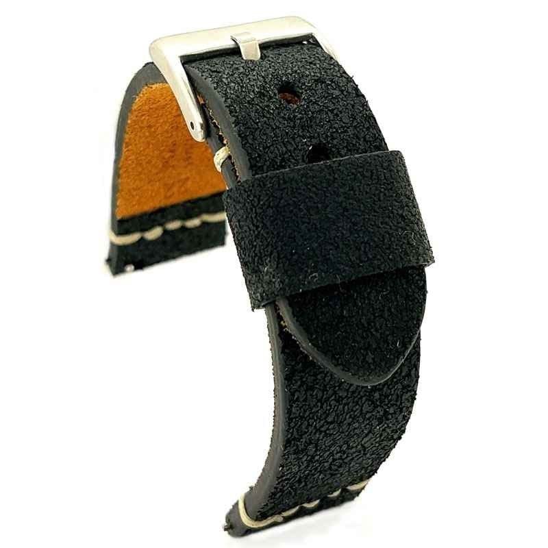 Bracelet montre cuir vieilli Diloy résistant boucle acier vintage 22mm
