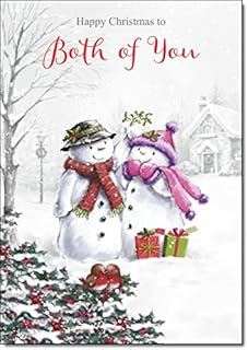 doodlecards To Both of You Christmas Card Two Snowmen Medium Size with Plain Red Envelope