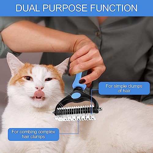 Mesybveo Brosse Chien Brosse Chat en Inoxydable, Brosse pour Chien Double Face 17+9 Dents, Brosse Chien Sous Poil Eliminer Nœuds et Sous Poil, Poignée avec Trou Suspension, pour Chiens, Chats – Image 3