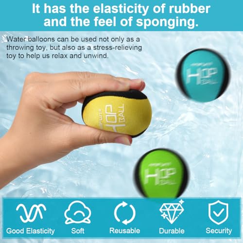AMFUN 3 Stück Wasserball, Wasserhüpfball, Schnelltrocknender Lycra-Bezug Ball, Für Jugendliche und Erwachsene (Blau + Gelb + Grün)