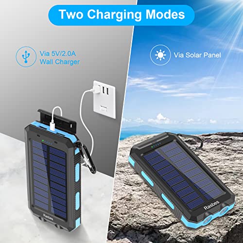 Solar Charger, 20000Mah Portable Solar Power Bank Ipx5 Waterproof With Built-In Solar Panel Charger And Led Flashlight, Solar Phone Charger Battery Pack For All Cellphones. #TOP2