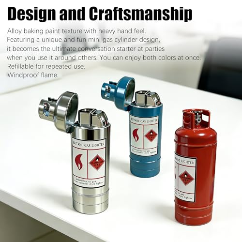 Encendedores Butano Estilo Cilindro Pack 2 Rojo y Azul miniatura 3