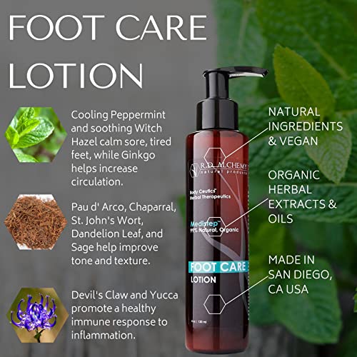 Rd Alchemy - 99% Natural & Organic Foot Care Lotion For Sore, Dry, & Funky Feet. Cooling Peppermint, Soothing Witch Hazel, & Healing Herbal Extracts Soothe & Soften For Healthy & Sexy Legs & Feet. #TOP2
