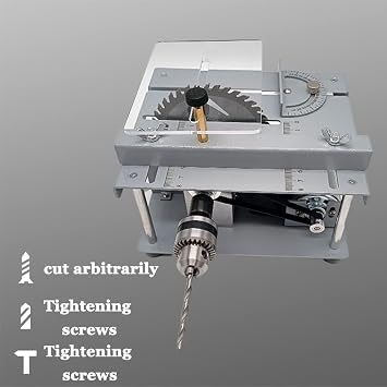 Mini Table Saw Portable - Bench Top Saw for Woodworking, Compact Electric Cutting Tool for DIY Projects, Tabletop Saw Indoor Use (19x16.5x10cm)