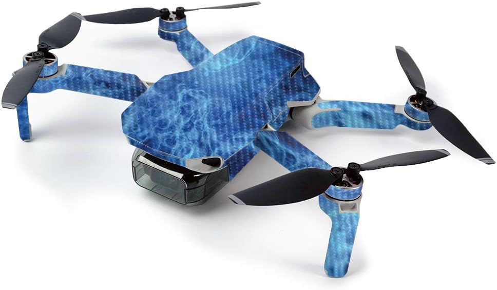 MightySkins Carbon Fiber Skin for DJI Mavic Mini Portable Drone Quadcopter Carbon Fiber Skin - Blue Mystic Flames | Protective, Durable Textured Carbon Fiber Finish | Made in The USA