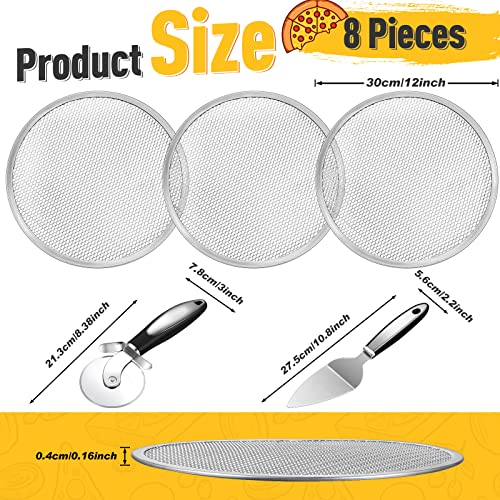Irenare 6 Pcs 12 Inch Pizza Pans With Holes And Pizza Cutter Wheel Pizza Server, Aluminum Pizza Screen Pizza Tray For Oven Pizza Pan For Oven Large Round Pizza Baking Screen Home Restaurant Kitchen #TOP1