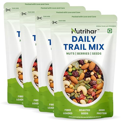Image of Nutrihar Daily Trail Mix 1kg | 13 Mixed Dry Fruits, Nuts, Seeds, Raisins in 1 Pack | Low Calorie Mixed Nuts & Seeds