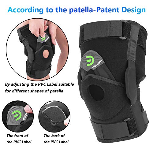 DISUPPO Knee Braces for Knee Pain, Hinged Knee Brace with Side Stabilizers, Adjustable Open