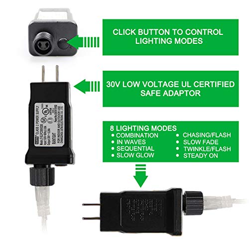 Mygoto 33Ft 100 Leds String Lights Waterproof Fairy Lights 8 Modes With Memory 30V Ul Certified Power Supply For Home, Garden, Wedding, Party, Christmas Decoration Indoor Outdoor (Warm White) #TOP5