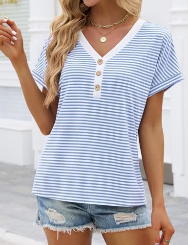 Save 37% on JUSTFASHIONNOW Women's Striped Henley T-Shirt