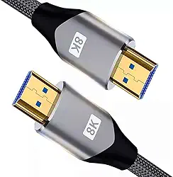 Cabo HDMI 8K 2.1, Ultra Alta Velocidade 48 Gbps, Compatível com PS4/PS5, Blu-Ray, HDTV, Suporte 8K@60Hz, 4K@240Hz
