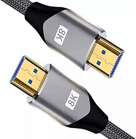 Cabo HDMI 8K 2.1, Ultra Alta Velocidade 48 Gbps, Compatível com PS4/PS5, Blu-Ray, HDTV, Suporte 8K@60Hz, 4K@240Hz