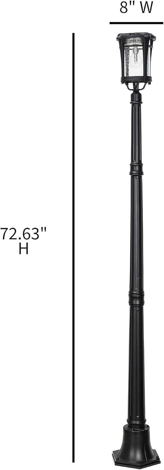 Gama Sonic Aurora Bulb Solar Light, Outdoor Solar Post Light with Warm White 2700K 50 Lumen Bulb, Black Cast Aluminum with Tempered Glass and EZ Anchor In-Ground Auger (Lamp with Post)